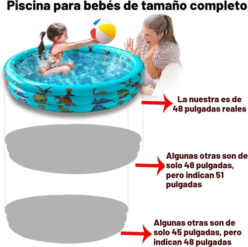 Vista 7 de Piscina inflable de dinosaurio para bebés, piscina infantil de 48 x 12 pulgadas