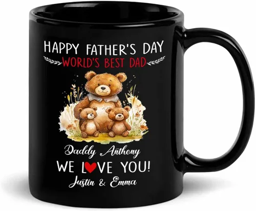 Vista 13 de Baby Coming Soon - Taza de café negra de 11 onzas y 15 onzas, taza de café personalizada para papá con nombre, taza de café de cerámica con anuncio