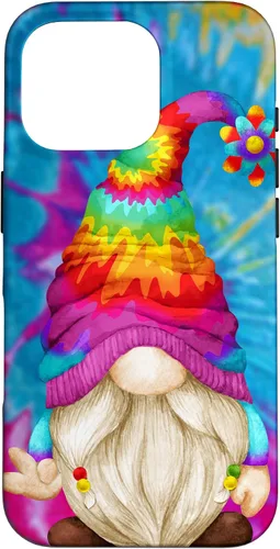 Vista 20 de Funda de gnomo de signo de paz para mujer, diseño de gnomo hippie de teñido anudado para iPhone 16