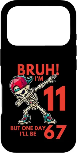 Vista 30 de Bruh I'm 11 But One-Day I'll Be 67 Retro 11th Birthday - Carcasa para iPhone 17