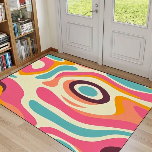 Vista 11 de 32"x 48" Boho Area Rugs Marble Texture Seamless Pattern Silver Gold Grey Blue Black Abstract Washable Low Pile Carpet Non Slip Floor Mat Soft for