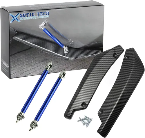 Vista 10 de x xotic tech JDM - Difusor universal para parachoques trasero, divisor de valencia, alerón de alerón, patrón de fibra de carbono con varilla
