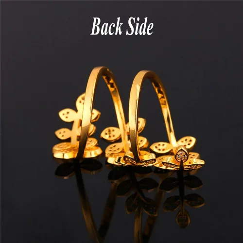 Vista 6 de U7 Statement Rings Cocktail Party Jewelry Platinum or 18K Gold Plated Adjustable Clear CZ Long Leaf Ring for Men Women