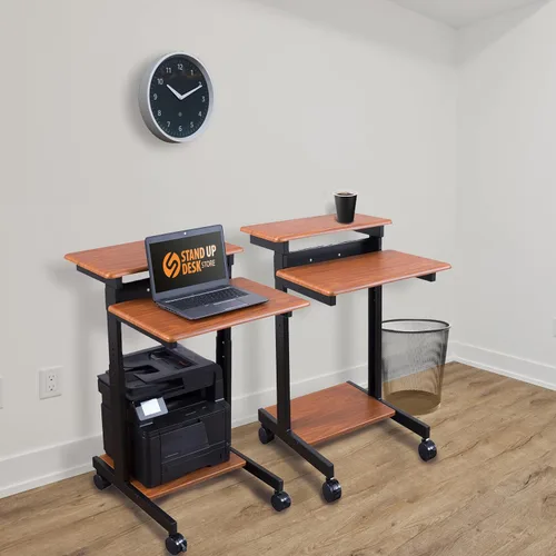Vista 5 de Stand Up Desk Store - Estación de trabajo de dos niveles con altura ajustable y rodante, escritorio de pie