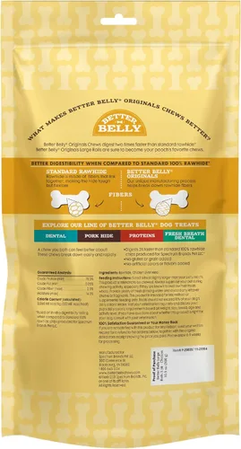 Vista 2 de Better Belly Rollo masticable grande de cuero crudo altamente digerible, 3 unidades (paquete de 1)