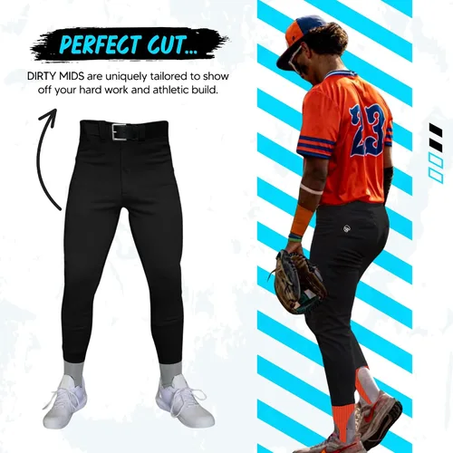 Vista 3 de Dirty Mids Original The Essentials - Pantalones deportivos de béisbol, ajuste profesional, cintura antideslizante, color blanco, negro, gris, XS a XL