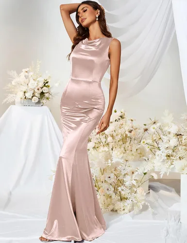 Vista 3 de Vestido de noche formal sin mangas de sirena elegante de los años 30 para mujer