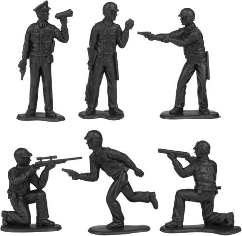 Vista 4 de Tim Mee Toy SWAT - 24 figuras policiales negras y azules hechas en Estados Unidos