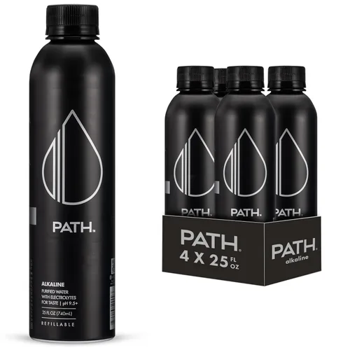 Vista 11 de PATH Agua alcalina embotellada – 9.5 pH equilibrado agua purificada con electrolitos en botella de aluminio – sin BPA, reutilizable, infinitamente