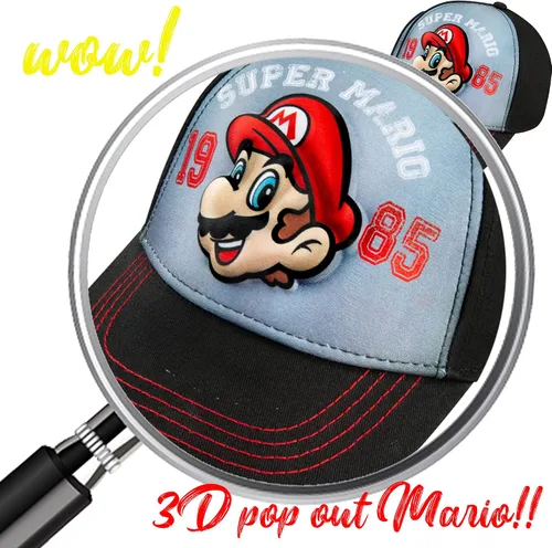 Vista 3 de Nintendo Super Mario - Gorra de béisbol para niños, de 4 a 12 años, muchos estilos y colores, ajustable, 100% algodón