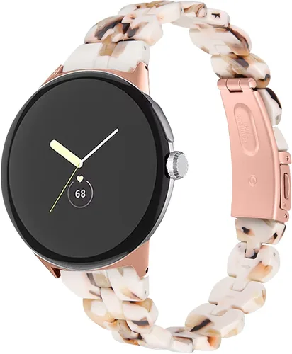 Vista 6 de Compatible con Google Pixel Watch 4 3 1.614 in/Pixel Watch 2 1 bandas para mujer, elegante pulsera de resina de repuesto ajustable