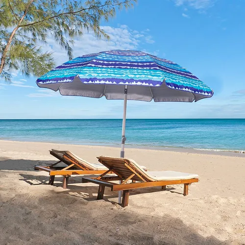 Vista 3 de Blissun Sombrilla de playa de 7.2 pies con anclaje de arena, sombrilla de playa portátil para arena con poste inclinable, bolsa de transporte