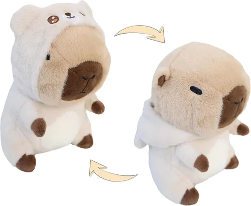 Vista 6 de Capybara - Oso de peluche Capybara con disfraz de oso beige, vestido como lindos juguetes de peluche divertidos para niños, regalo para amantes