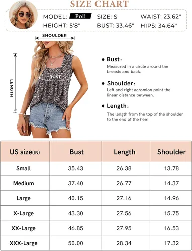 Vista 6 de KTILG Camisetas sin mangas con cuello cuadrado de verano, plisadas, para mujer, ajuste holgado, tallas S-3XL