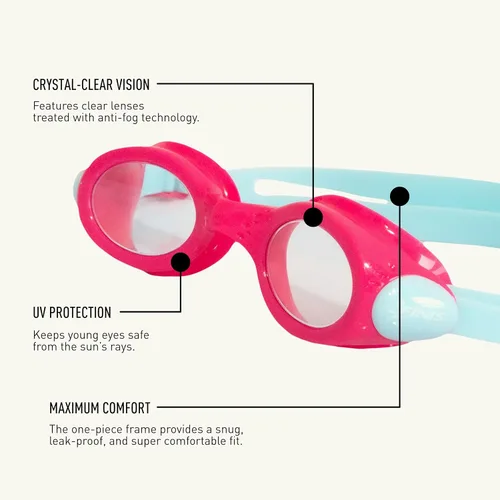 Vista 4 de FINIS H3 Goggle - Gafas de natación para niños, antivaho, protección UV, a prueba de fugas, gafas de natación juveniles, de 4 a 12 años