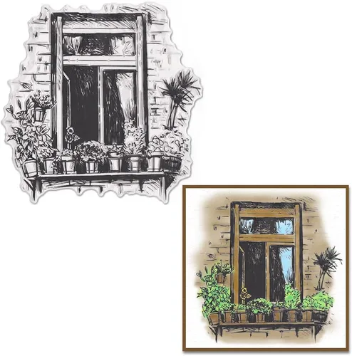 Vista 7 de Estivaux Flores, libélula de fondo, sellos transparentes para hacer tarjetas y diario, flores retro, palabras de goma, hojas florales, paisajes