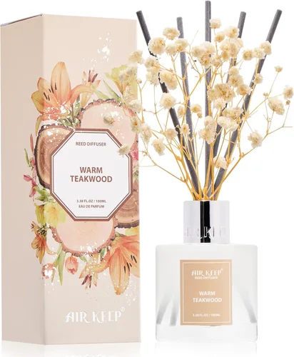 Vista 43 de Airkeep Juego de difusor de varillas – 3.38 onzas líquidas (3.4 fl oz), difusor de aroma de bambú para el hogar, incluye 8 varillas difusoras