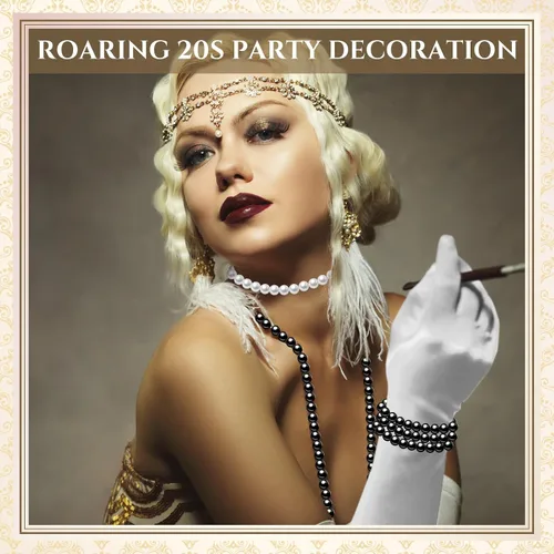 Vista 6 de Paquete de 32 collares largos de perlas de los años 20, joyería de disfraces, collar de perlas falsas de Gatsby a granel, collar de perlas
