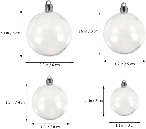 Vista 5 de 90 piezas transparentes de boda de xcm para bodas, tamaños de bolas de Navidad, árboles surtidos de Navidad, estilo redondo, bricolaje, boda