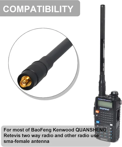Vista 3 de HYS Antena telescópica de banda ancha de 70-1000MHz Antena de radio móvil SMA-hembra para BaoFeng UV5R UV5RE BF-888S Series Kenwood Quansheng TK11