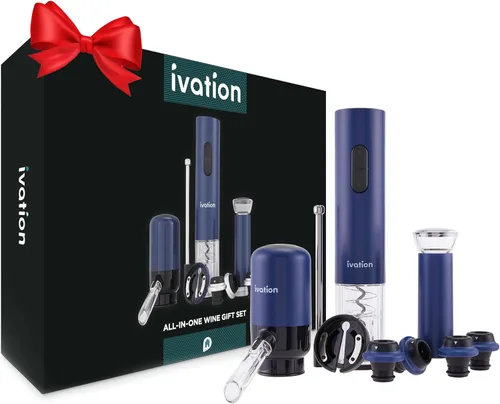 Vista 8 de Ivation Juego de regalo de vino todo en uno – Incluye abridor eléctrico de botellas, dispensador aireador, bomba preservadora, 2 tapones de corcho