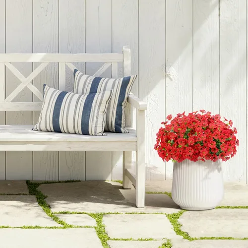 Vista 15 de Lifewit Flores artificiales para exteriores, 12 paquetes de flores falsas de plástico para decoración del jardín del hogar, plantas sintéticas