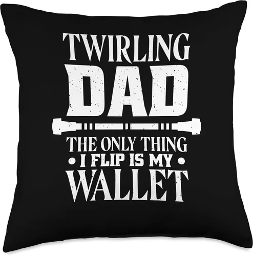 Vista 4 de Majorette Twirl Dancer & Baton Twirler Apparel Dad Only Thing I Flip is My Wallet, Baton Twirling Throw Pillow, 16x16, Multicolor