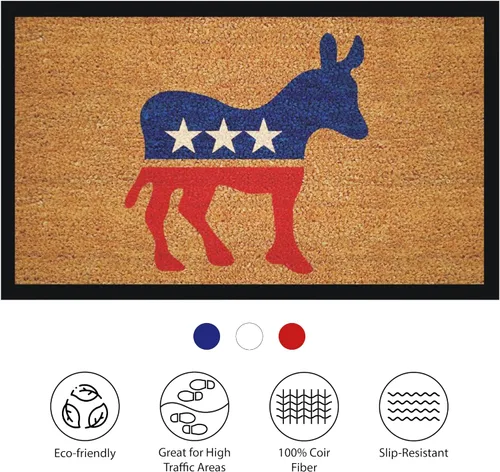 Vista 3 de Calloway Mills Democrat Donkey - Felpudo de fibra de coco con respaldo de vinilo (17 x 29 pulgadas)