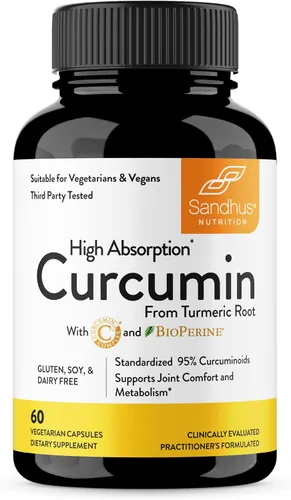 Vista 5 de Sandhu's Polvo de péptidos de colágeno y curcumina con bioperina Apoya el metabolismo saludable, la salud de la piel, la función inmune Alivia