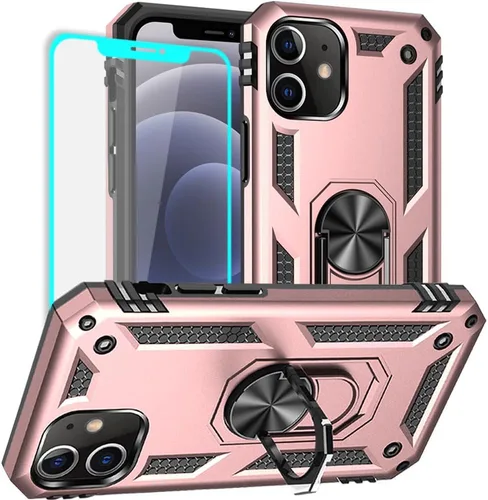 Vista 24 de Yiakeng Funda para iPhone 12 Mini: Funda para iPhone 12 Mini con protector de pantalla HD, fundas protectoras de grado militar con anillo para Verde