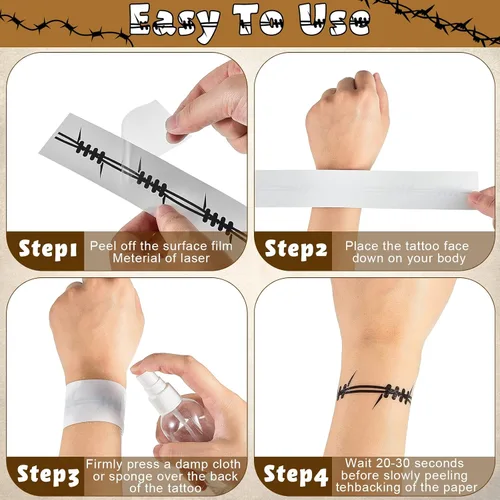 Vista 2 de 20 piezas de alambre de púas temporales tatuajes de alambre de púas falso tatuaje extraíble negro brazo pegatinas para hombres, mujeres niños