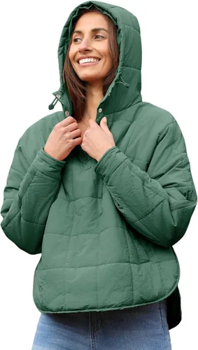 Vista 13 de QIBABU Chaqueta Puffer con Capucha de Gran Tamaño para Mujer Sudaderas con Capucha Ligeras Tipo Pullover Acolchadas Dolman Manga Larga Abrigo