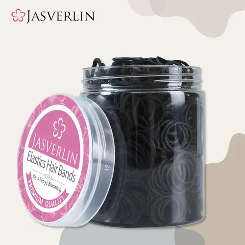 Vista 6 de JASVERLIN Bandas de goma pequeñas negras para el cabello, 1000 piezas, 1/2 Negro