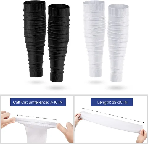 Vista 2 de Kasyat 2 pares de calcetines de fútbol para hombre, manga de compresión de pantorrilla, para fútbol, correr, adultos, jóvenes, mujeres