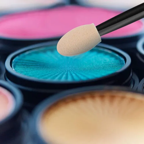Vista 5 de Cuttte 120 aplicadores desechables de esponja de sombra de ojos de doble cara con contenedor, 2.44 pies de longitud, brochas de sombra de ojos
