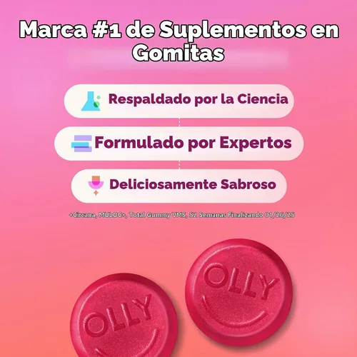 Vista 5 de OLLY Undeniable Beauty - Gomitas de belleza para el cabello, piel, uñas; con biotina, vitamina C, queratina; suplemento masticable, sabor pomelo