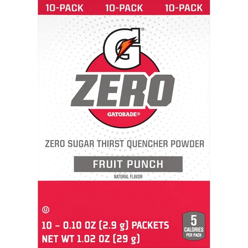 Vista 4 de Gatorade G Zero en polvo, ponche de frutas, paquetes de 0.10 onzas (paquete de 10)