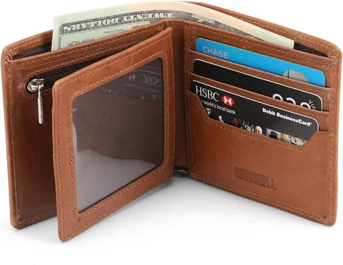 Vista 7 de YOOMALL Cartera de piel para hombre con bolsillo para monedero y ventana de identificación