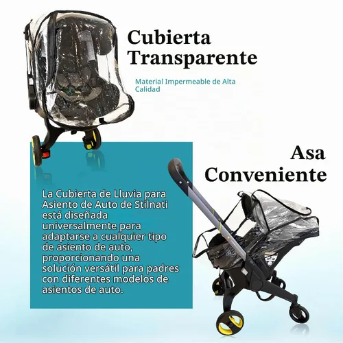 Vista 3 de Funda de lluvia para asiento de automóvil, accesorio universal para cochecito de bebé, para cualquier tipo de asiento de automóvil, impermeable