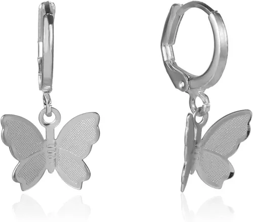 Vista 6 de Juego de collar de mariposa y pendientes de cadena con colgante de aro para mujer y niña
