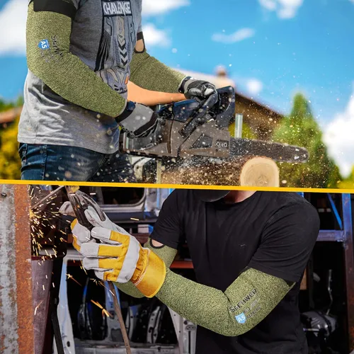 Vista 8 de Schwer CORE Mangas de Protección para Brazo S081, Mangas Resistentes a Cortes ANSI A5 con Orificio para el Pulgar, Manga de Soldadura Resistente a