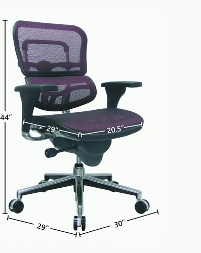 Vista 3 de Ergohuman Eurotech Seating - Silla giratoria de malla con respaldo medio, color rojo ciruela