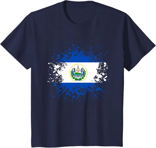 Vista 23 de Camiseta Salvador Patrimonio de la Familia Salvadoreña País Bandera de El Salvador, Negro