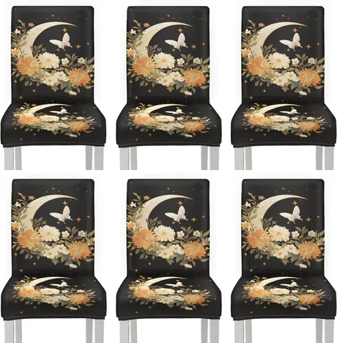 Vista 26 de HUGS IDEA Butterfly Dining Room Chair Covers Set of 2 Blue Marble Stretch Parsons Chair Slipcovers Washable Kitchen Chairs Protector Covers for