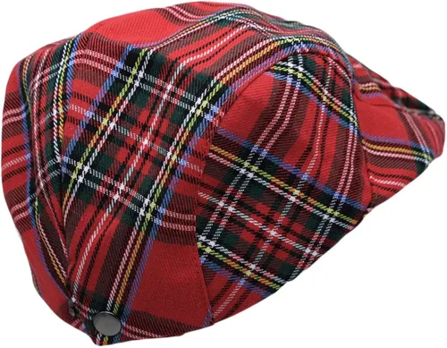 Vista 4 de WITHMOONS Newsboy - Gorro plano de tartán a cuadros para exteriores YZ30078