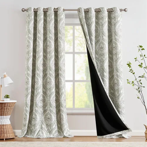 Vista 13 de jinchan Cortinas de lino texturizadas para oscurecer la sala de estar, 54 pulgadas de largo, cortinas de medallón para dormitorio, tratamientos