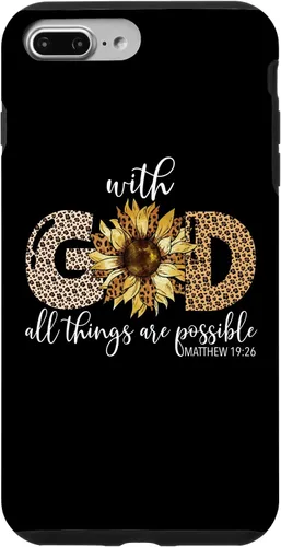 Vista 12 de iPhone 16 With God All Things Are Possible Leopard Sunflower Faith Case