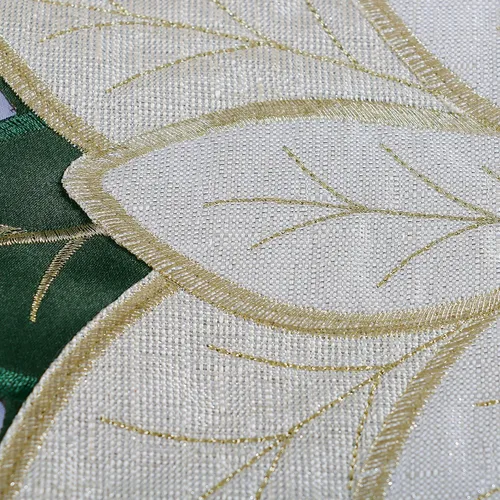 Vista 5 de OWENIE Juego de 4 manteles individuales de Navidad, Tela bordada con destello dorado brillante con flores de nochebuena, manteles redondos de 38 cm