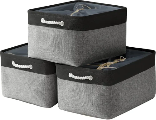 Vista 107 de TheWarmHome Contenedores de almacenamiento para estantes, tamaño mediano, 3 unidades, 13.8 pulgadas de largo x 9.8 pulgadas de ancho x 6.7 pulgadas