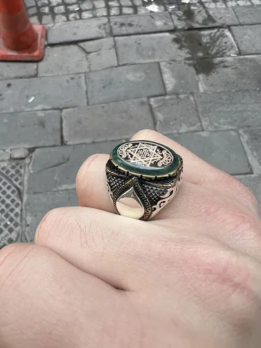 Vista 8 de Anillo de sello de Salomón de plata de Mercan Silver, anillo de estrella de David, anillo de sello de plata de ley, plata 925k